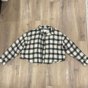 American Eagle Cropped Boxy Flannel